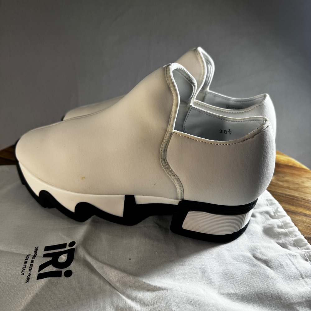 IRI New York White Slip On Platform Sneakers Made in Italy Size 38.5 Dust Bag